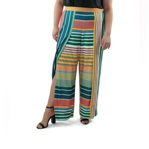 NWT MAREE POUR TOI Multi-Color STRIPE Wide‎ Leg Pants  Split Leg Sizes 16 and 12